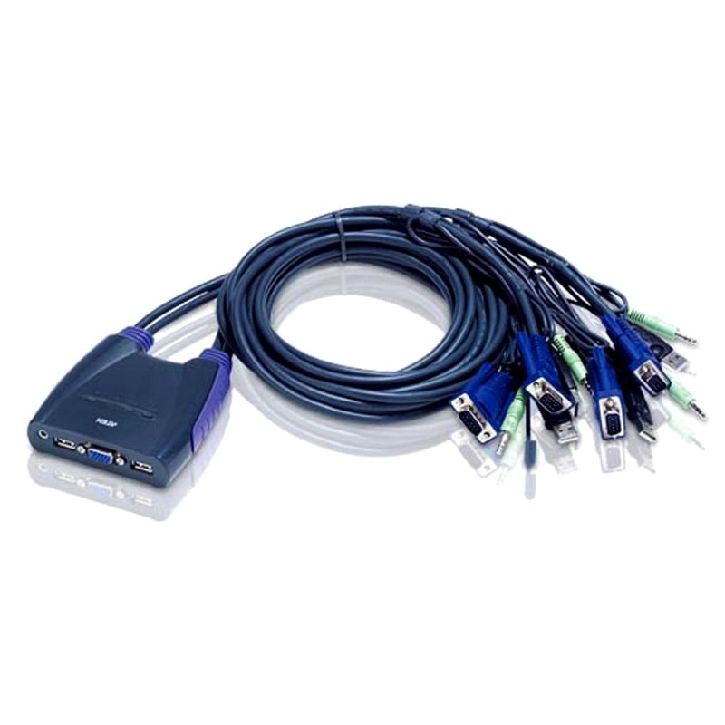 Aten Compact KVM Switch 4 Port Single Display VGA w/ audio, 0.9m Cable, Computer Selection Via Hotkey, Aten Compact KVM Switch 4 Port Single Display VGA w/ audio, 0.9m Cable, Computer Selection Via Hotkey,